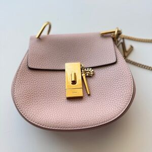 Chloé Drew Mini Blush Pink Crossbody Bag w/ Dust Bag & Cards + Letter Charms
